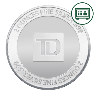 A picture of a 2 oz. TD Silver Round - Secure Storage